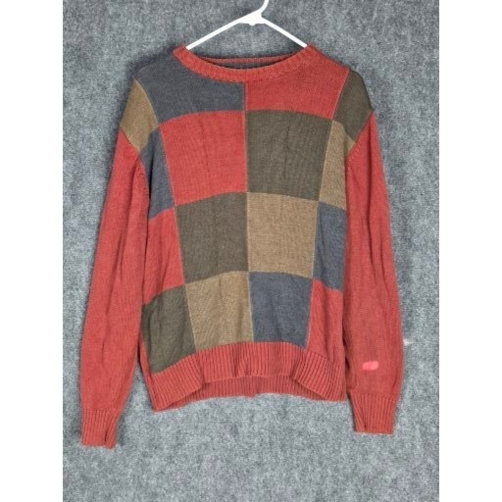 VTG OSCAR DE LA RENTA‎ Men's Patchwork Crewneck Sweater Size L Work Cosby 80s